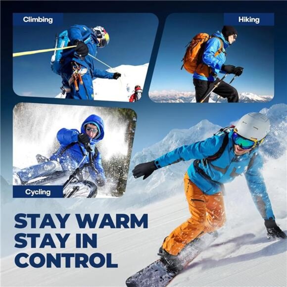 Winter Gloves Men Women Waterproof Snow Ski Gloves Touchscreen Thermal Cold - Picture 6 of 7